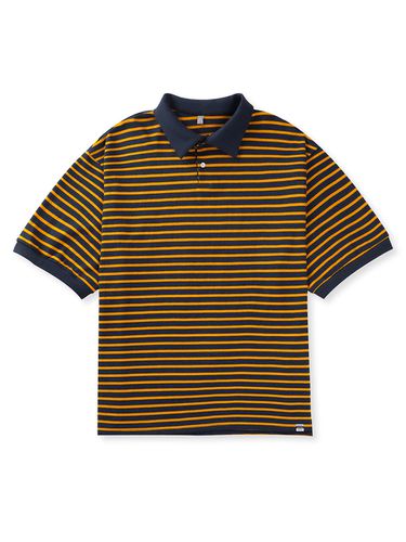 Overfit Stripe Pique T-Shirt_Mustard Navy - CARGOBROS - Modalova