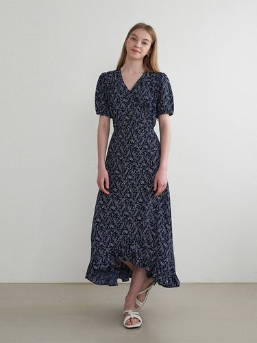 Flower Frill Wrap Dress - Navy - ADAUL - Modalova