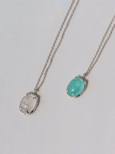 Oval Rough Resin Silver Necklace - 2 Colors - POSTLUDE - Modalova