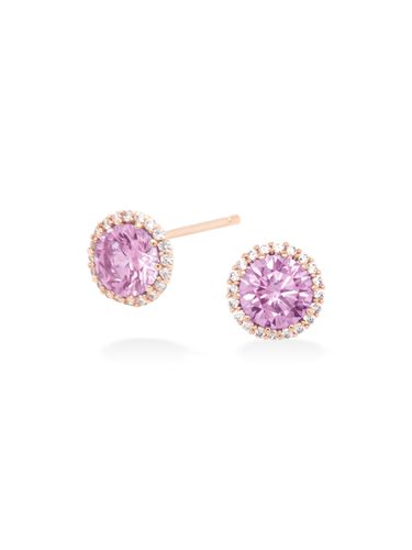 Pink One Cubic Earrings - Rose Gold - MACIER - Modalova