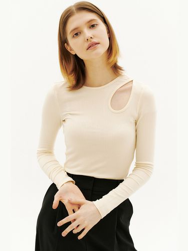 Modal Ribbed Cut Out T-shirts - lesoleilmatinee - Modalova