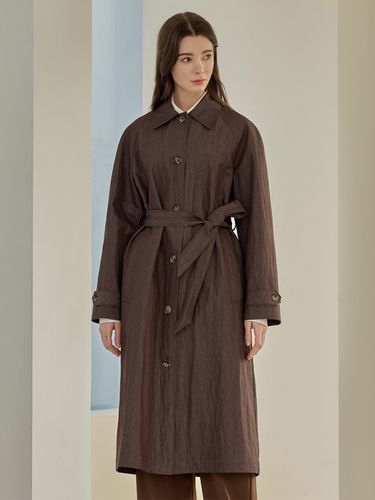 Edith Belt Long Trench Coat_Brown - a.riff - Modalova