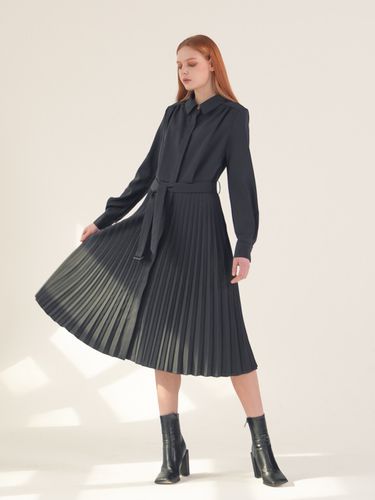 Pleated Shirt Dress_Black - ACUD - Modalova