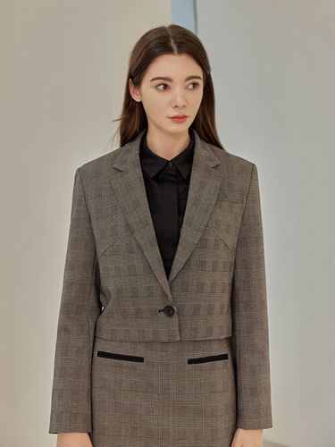 Saint Checkered One Button Blazer_Beige - a.riff - Modalova