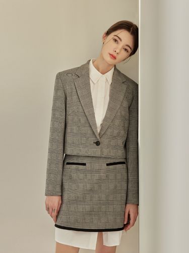 Saint Checkered One Button Blazer - a.riff - Modalova