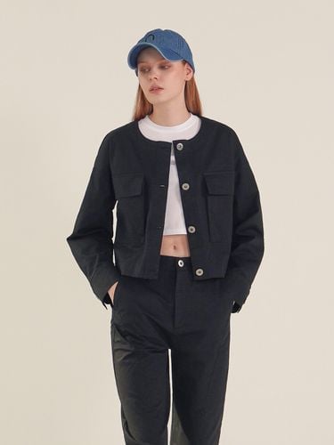 Round Neck Cropped Jacket_Black - ACUD - Modalova