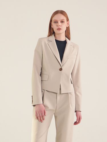 Single Button Cropped Blazer_Beige - ACUD - Modalova