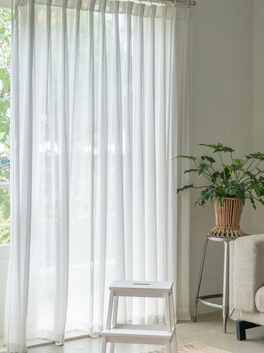 P] Wrinkled White Chiffon Curtain - DECOVIEW - Modalova