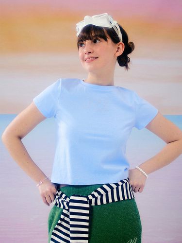 Uni Hotfix Crop T-shirt (Sky Blue) - UNI STUDIO - Modalova