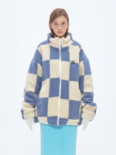 Oversized Check Fleece Jacket - UNI STUDIO - Modalova