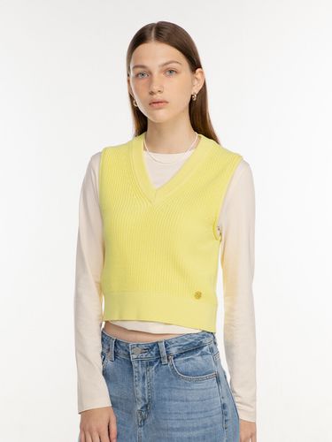 V-neck Cropped Knit Vest_Yellow - PLAC - Modalova