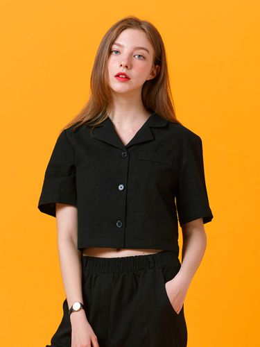 Linen Slim Short Sleeve T-shirt (Crop) - KOLEAT - Modalova