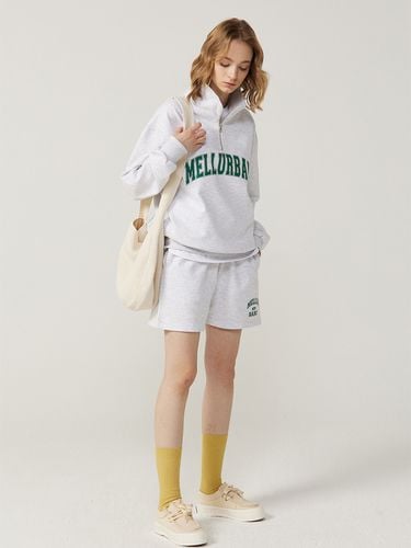 Arch Logo Half Zip Sweatshirt_White Melange - mellurbane - Modalova