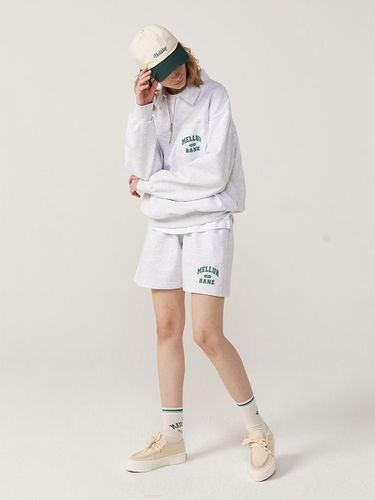 Collar Half Zip Sweatshirt_White Melange - mellurbane - Modalova