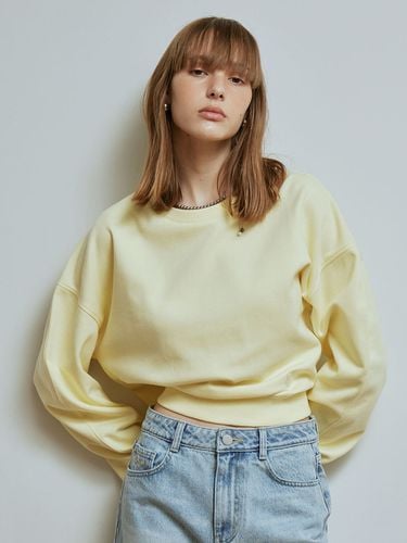 Balloon Sleeve Cropped Sweatshirt_Light Yellow - PLAC - Modalova