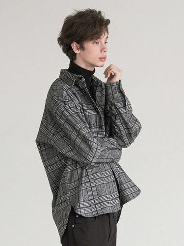 Over Fit Wool Check Shirt (Gray) - AVANDRESS - Modalova