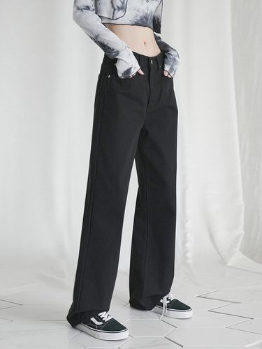 Straight Wide Denim Pants _ Black - AVANDRESS - Modalova