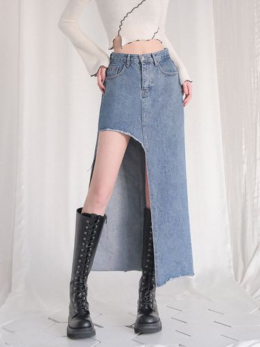 Unbalanced Long Denim Skirt _ Blue - AVANDRESS - Modalova