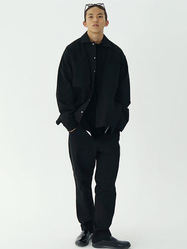 Cut Off Twill Jacket - Black - NOUGHT - Modalova