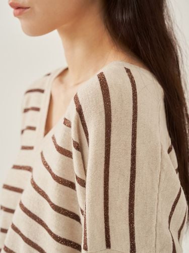 Metalic Striped V-neck Pullover _ - IOLO - Modalova