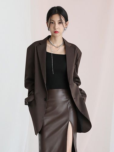 Boyfriend Single Blazer_Brown - AVANDRESS - Modalova