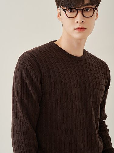 Vertical Cable Crewneck (Brown) - IOLO - Modalova