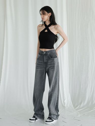 Two-tone Wide Pants_Grey - AVANDRESS - Modalova