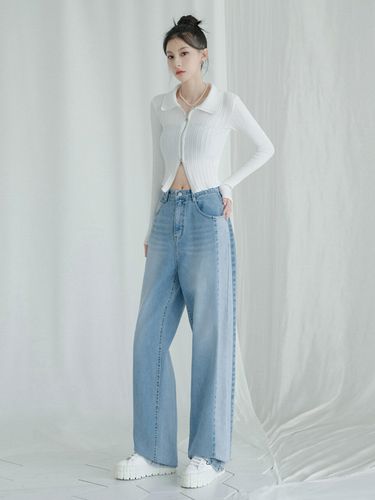 Two-tone Wide Pants - Light Blue - AVANDRESS - Modalova