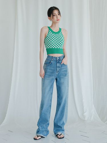 Two-tone Wide Pants_Blue - AVANDRESS - Modalova