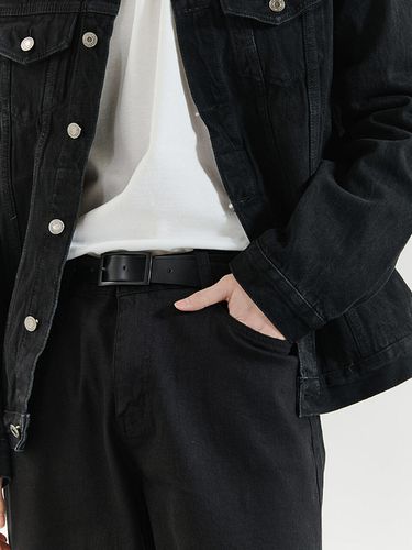 Minimal Leather Black Belt - EMERGENCY - Modalova