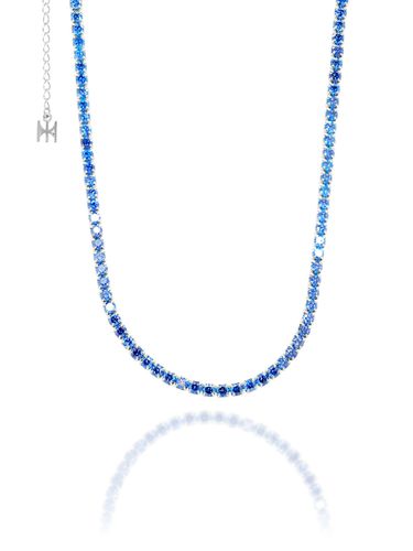 S925] Blue Mini Tennis Necklace (White Silver) - MACIER - Modalova