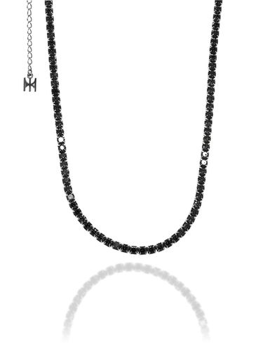 S925] Black Mini Tennis Necklace (Black Silver) - MACIER - Modalova