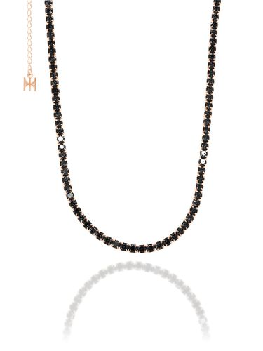 S925] Black Mini Tennis Necklace (Rose Gold) - MACIER - Modalova