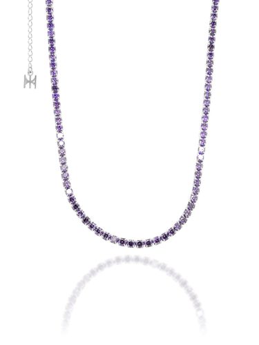 S925] Violet Mini Tennis Necklace (White Silver) - MACIER - Modalova