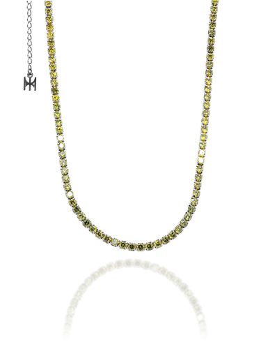 S925] Lime Mini Tennis Necklace (Black Silver) - MACIER - Modalova