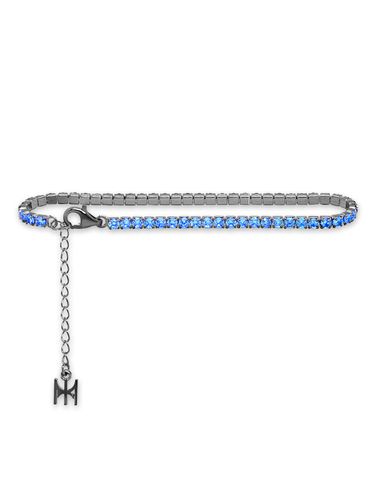 S925] Blue Mini Tennis Bracelet (Black Silver) - MACIER - Modalova