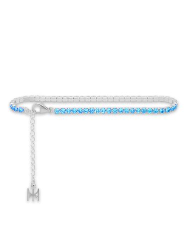 S925] Sky Blue Mini Tennis Bracelet-White Silver - MACIER - Modalova