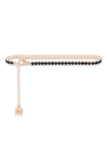 S925] Black Mini Tennis Bracelet (Rose Gold) - MACIER - Modalova