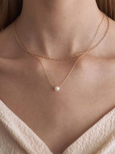 Simple Pearl Layered Necklace- 2 color - ADAUL - Modalova