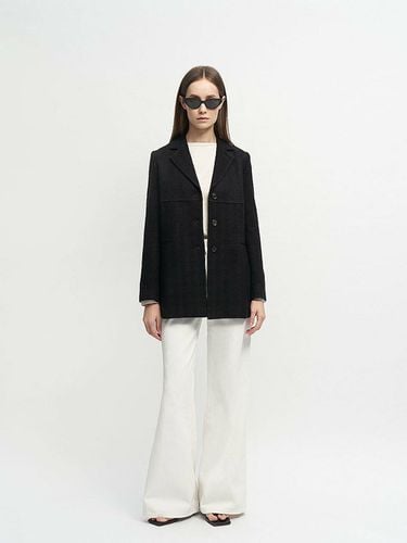 Black Lou Buckle Long Jacket - COURRI - Modalova