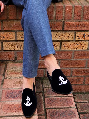 Ardor White Embroidery Anchor Loafers_Black - ALL CLASSIC - Modalova