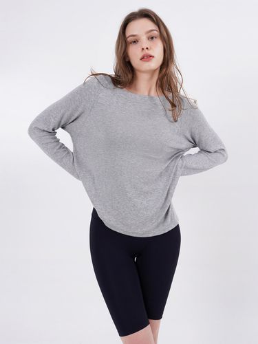 Wide Neck Slit Long Sleeve_Gray - conchwear - Modalova