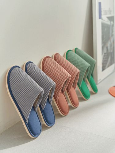 Mini Checkered_Linen Indoor Slippers - DECOVIEW - Modalova