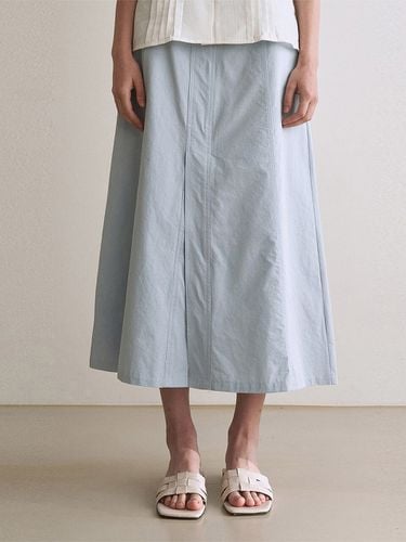 Slit Cotton Long Skirt - Sky Blue - ADAUL - Modalova