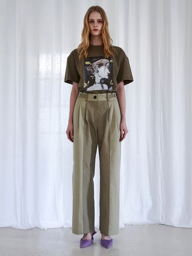 Buckle Wide Pants (Khaki) - SIGREAT - Modalova