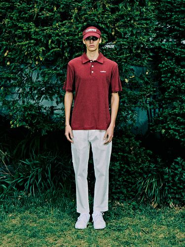 Cotton Velour Terry Polo Shirt_Wine - CONTEMENT - Modalova