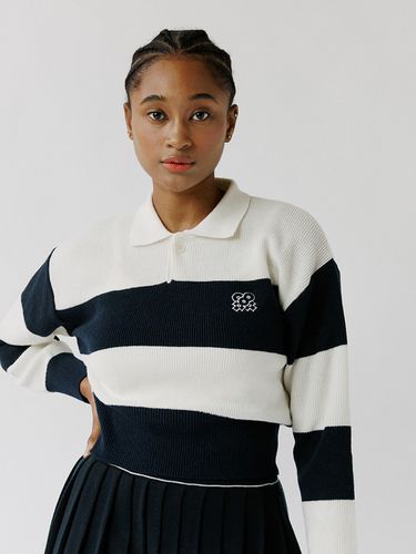 Stripe Polo Sweater Navy (Women) - OUT OF TRUNK - Modalova