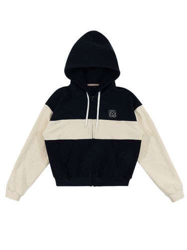 Color-Block Zip-Up Hoodie Navy - OUT OF TRUNK - Modalova