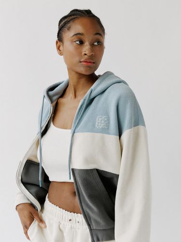 Color-Block Zip-Up Hoodie Sky Blue - OUT OF TRUNK - Modalova