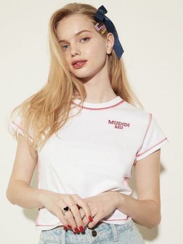 Letter Cropped T-Shirt (White) - MUDIDI - Modalova